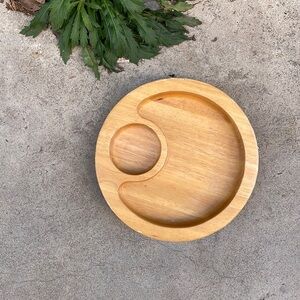 Wooden, Circular Serving Tray, Two Compartments